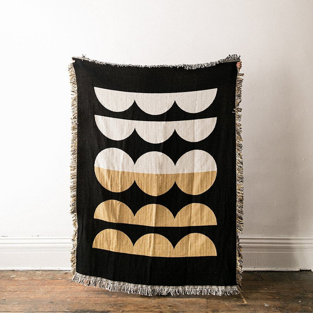 ABSTRACT MOON PHASES THROW BLANKET