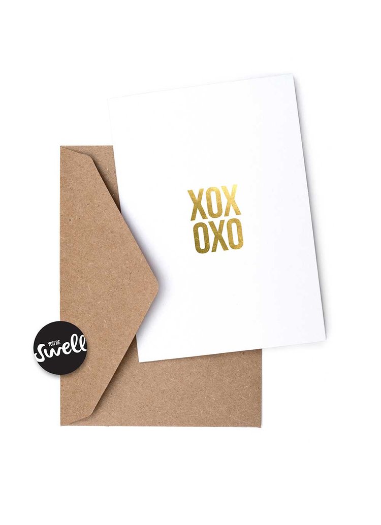 XOXOXO SIX LETTER SENTIMENT CARD