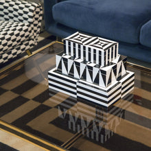 Load image into Gallery viewer, JONATHAN ADLER LARGE OP ART LACQUER BOX
