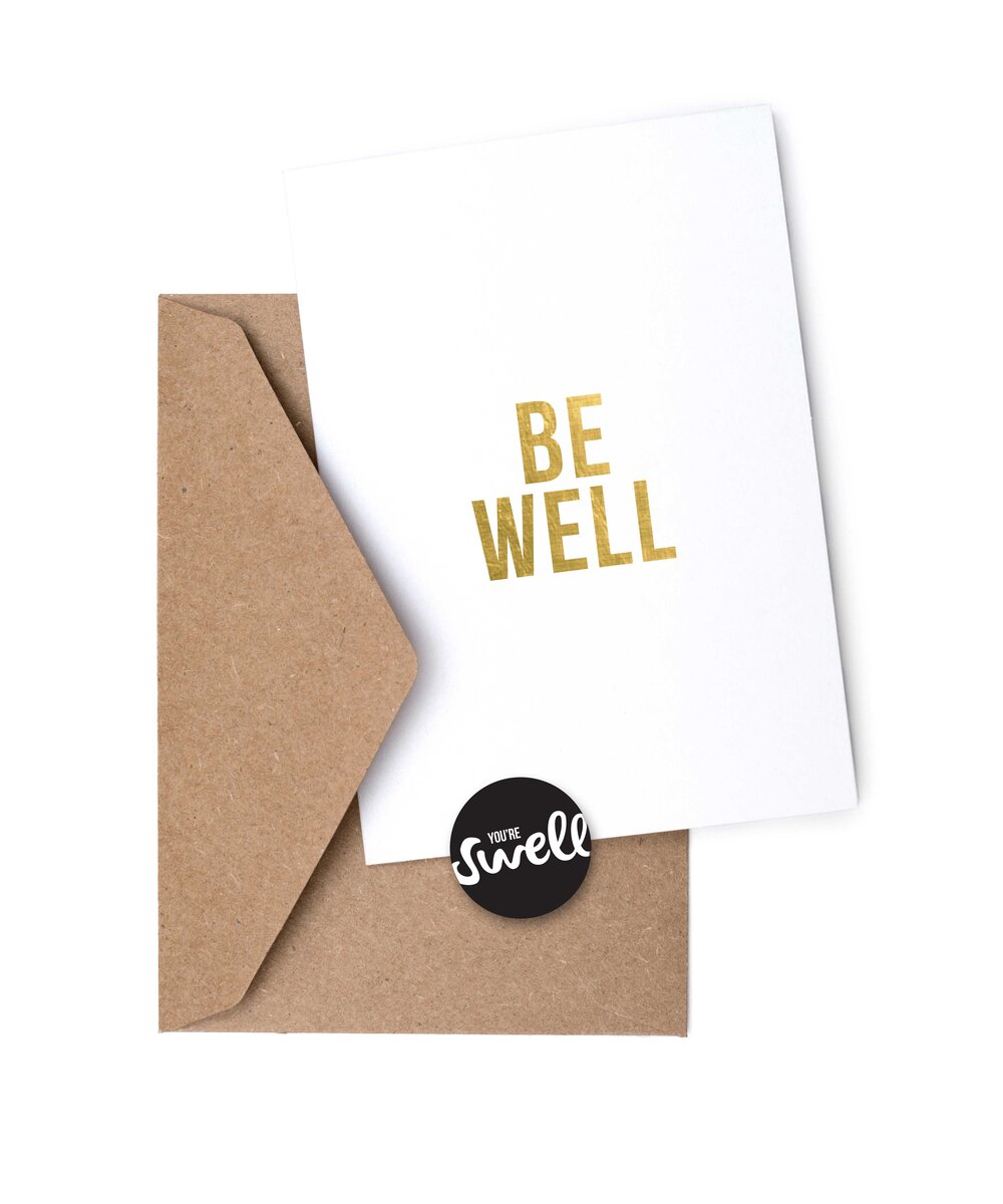 BE WELL SIX LETTER SENTIMENTS CARD
